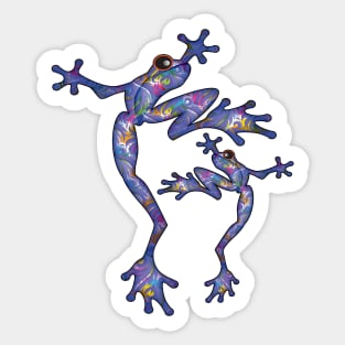 Purple Festive Dancing Frogs Sticker